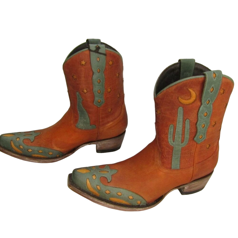 NEW ALLEN'S Women’s Coyote Moon Cowboy Boots, Size 5.5, Snip Toe, Low Heel